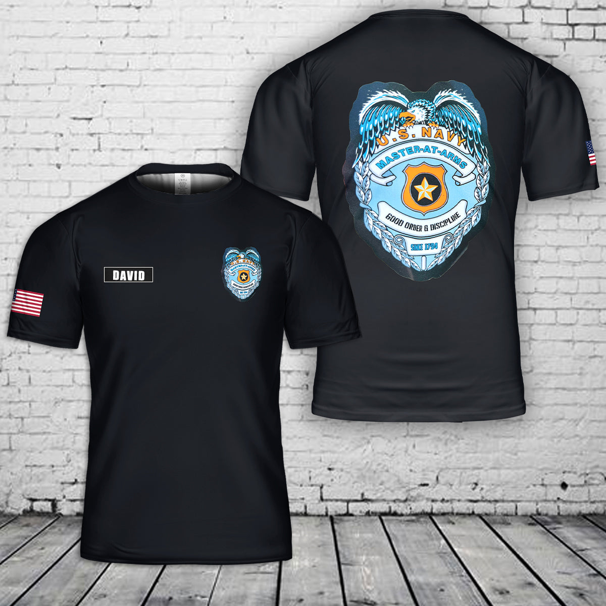 Custom name US Navy Master-at-arms Veteran 3D T-Shirt