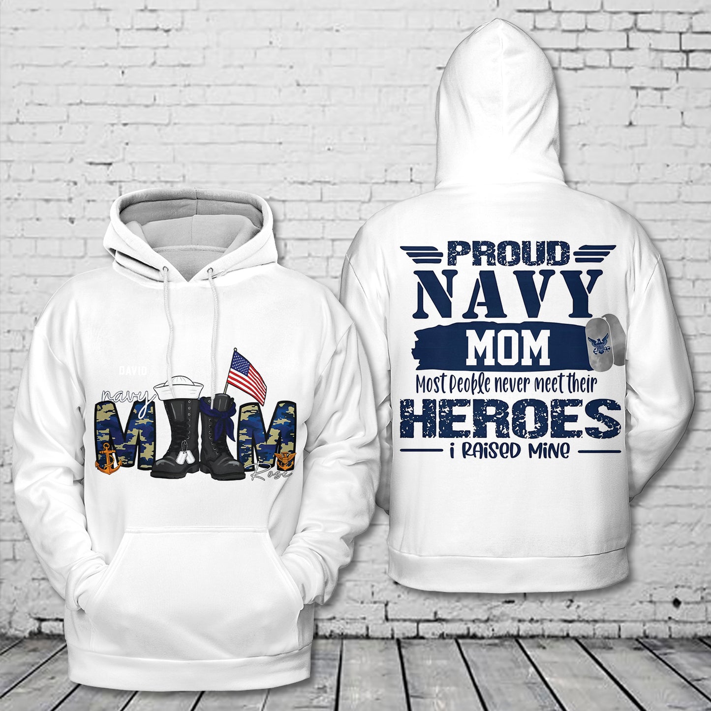 Custom name US Navy Mom 3D Hoodie