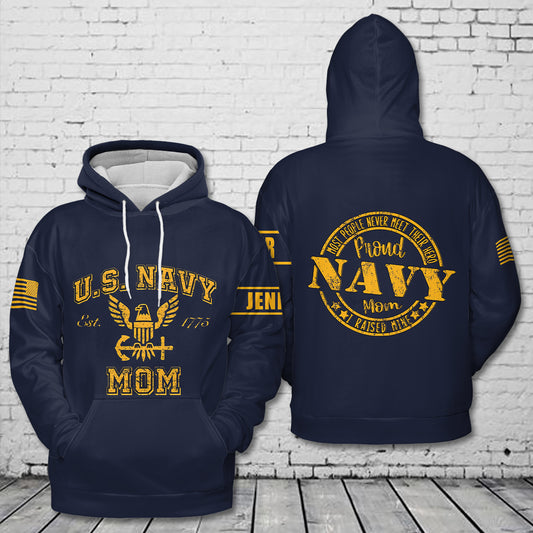 Custom name US Navy Mom 3D Hoodie