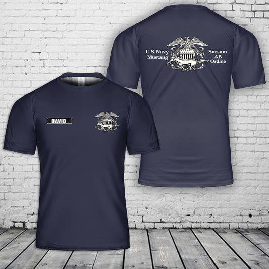 Custom name US Navy Mustang 3D T-Shirt