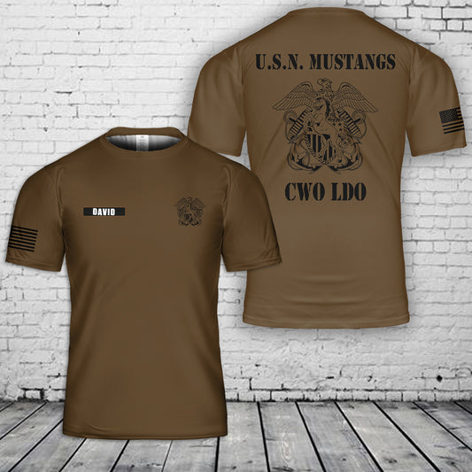Custom name US Navy Mustang Officer 3D T-Shirt