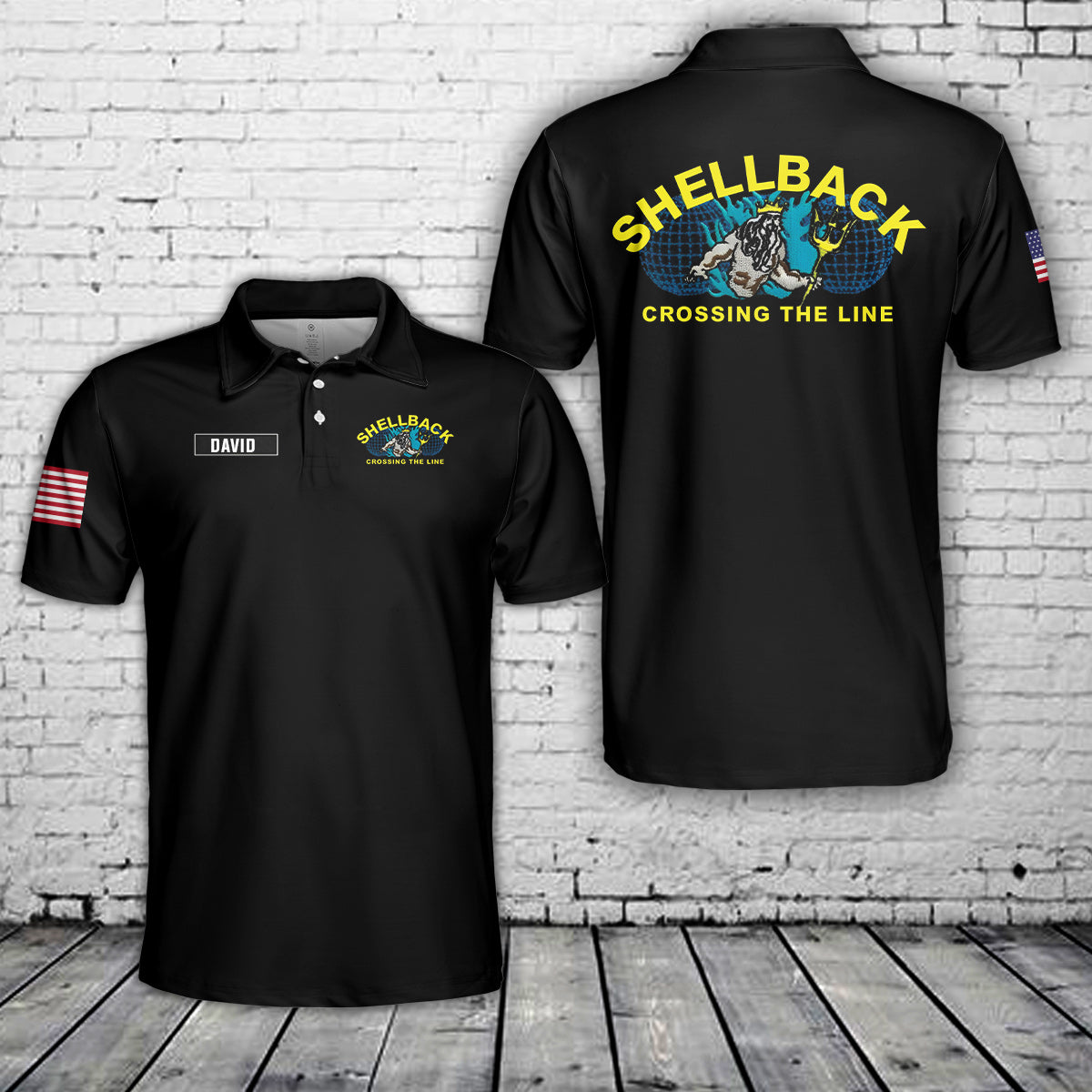 Custom name US Navy Shellback Shirt Navy Veteran Polo Shirt