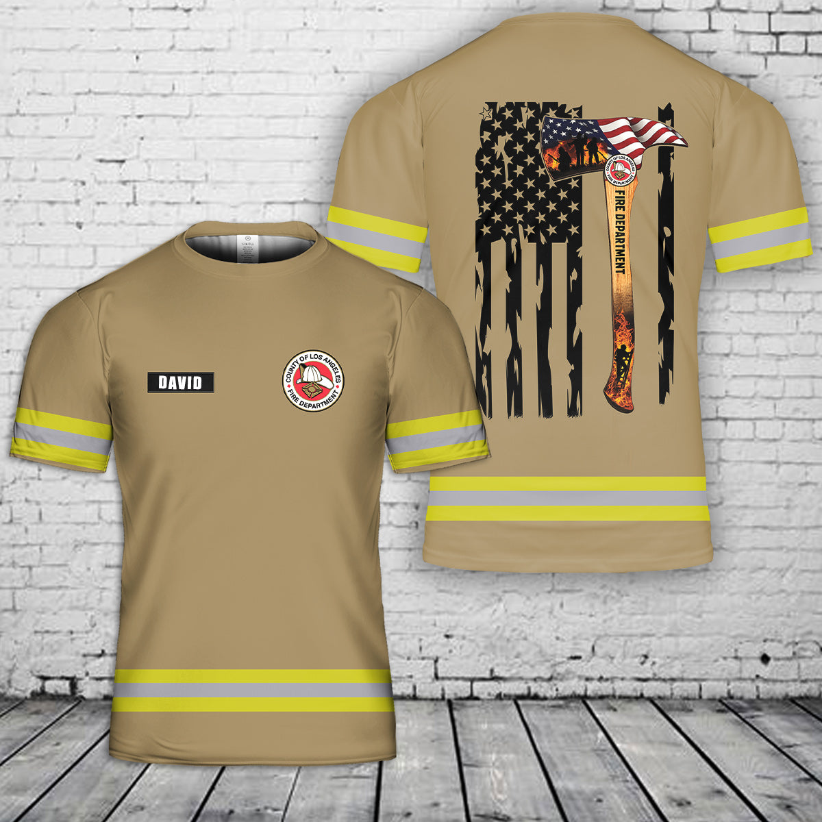 Custom name & Fire Department Firefighter 3D T-Shirt