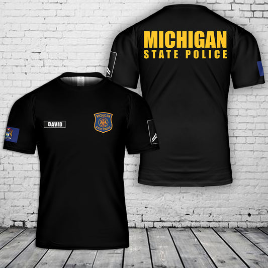 Custom name & Rank Michigan State Police 3D T-Shirt