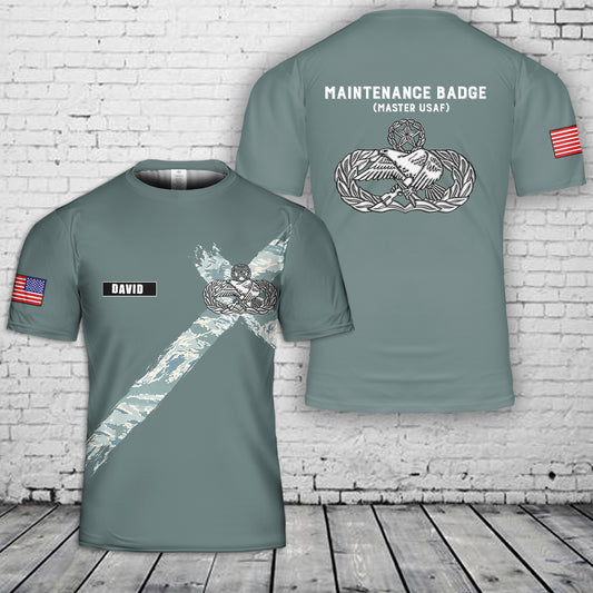Custom Name Maintenance Badge (Master USAF) 3D T-Shirt