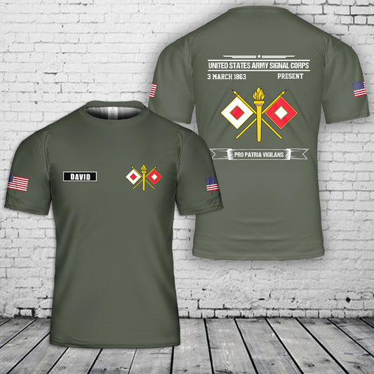 Custom Name United States Army Signal Corps 3D T-Shirt