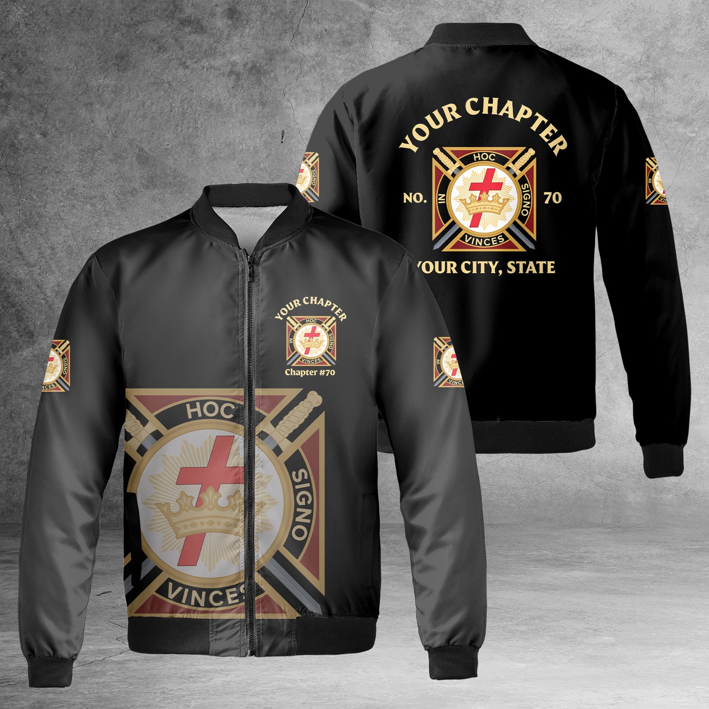 Customize Name Chapter Masonic Knights Templar Freemasonry AOP Fleece Bomber Jacket