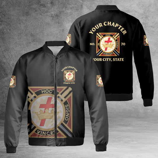 Customize Name Chapter Masonic Knights Templar Freemasonry AOP Fleece Bomber Jacket
