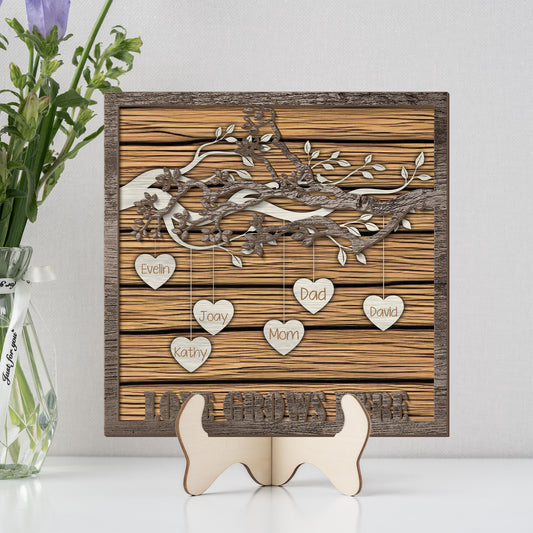 Customized Family Tree Custom Shape 2-layer Wooden Sign