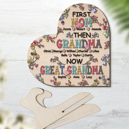 Customized Month Flowers Gifts For Mom Custom Shape 2-layer Wooden Sign
