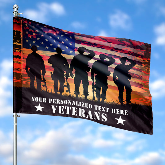 Customized Text US Army Veteran House Flag