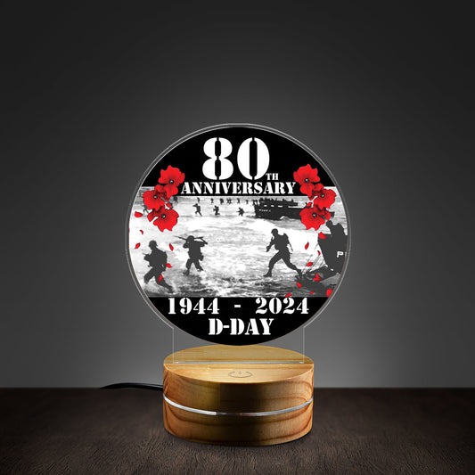 D-Day 80th anniversary Poppy Badge Remembrance Day Red Poppy Lest We Forget Custom Shape Tail Photo Night Light