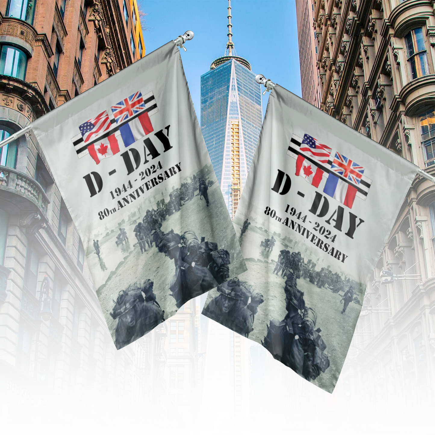 D-Day 6 June 80th Anniversary Vertical House Flag