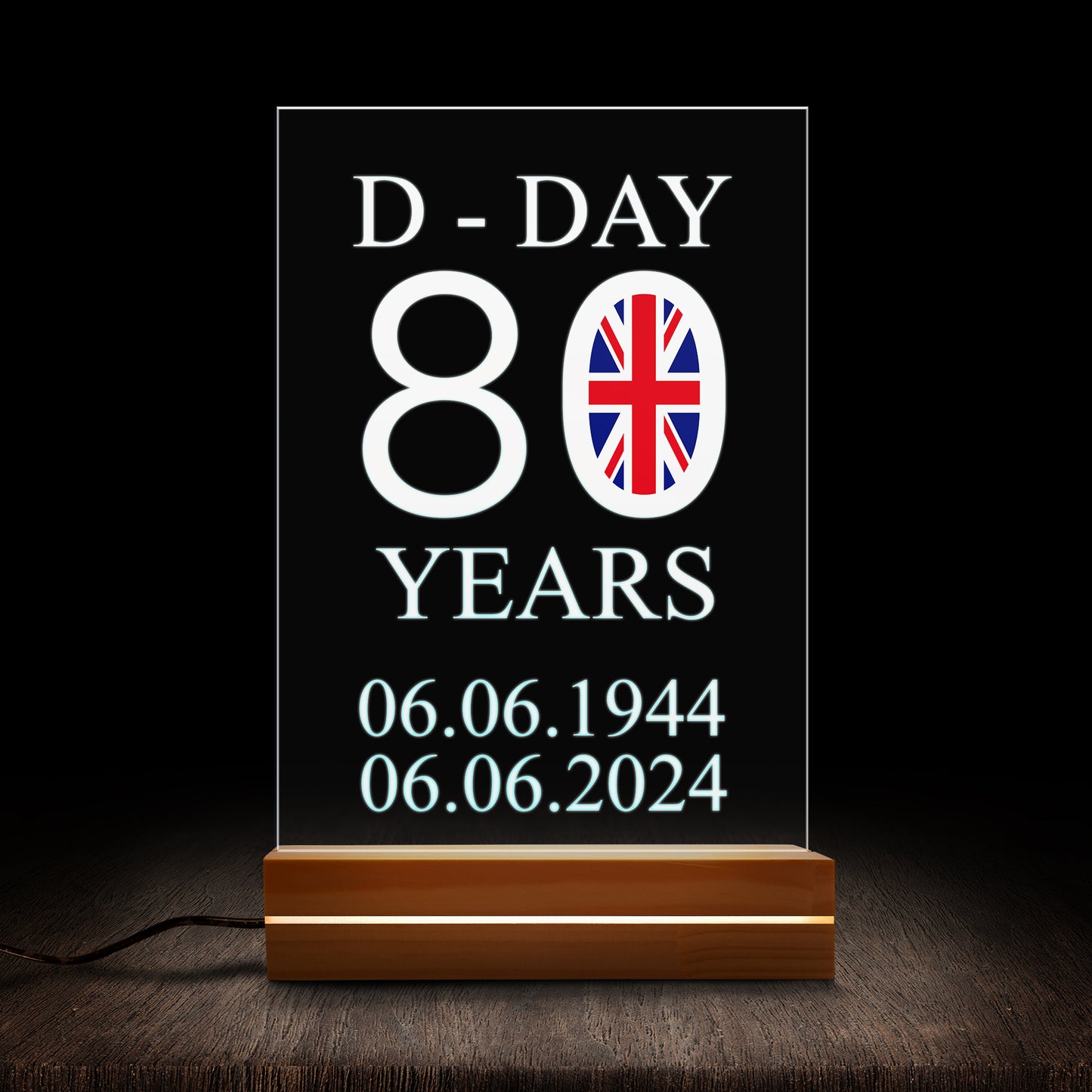 D-Day 80 Years with Dates Photo Night Light