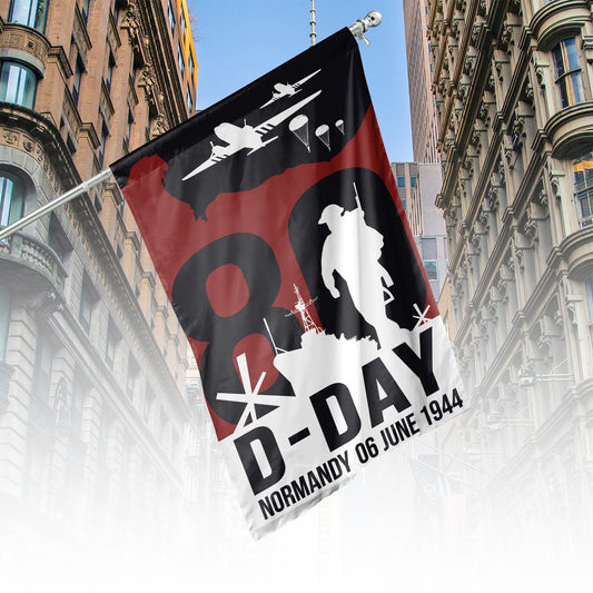 D-Day 80th Anniversary Vertical House Flag