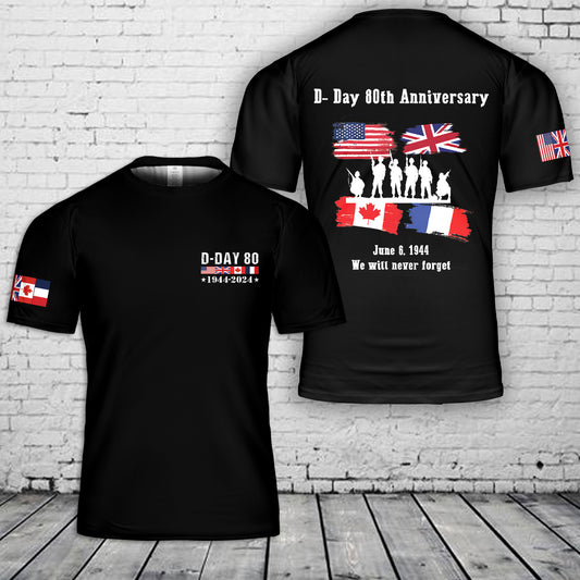 D-Day Normandy Landings 80th Anniversary 1944-2024 3D 3D T- Shirt
