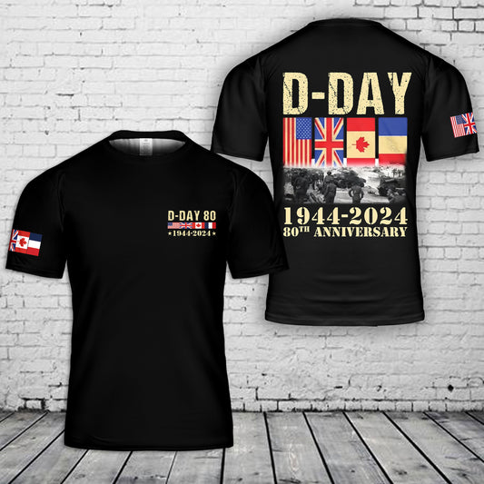 D-Day Normandy Landings 80th Anniversary 1944-2024 3D T-Shirt
