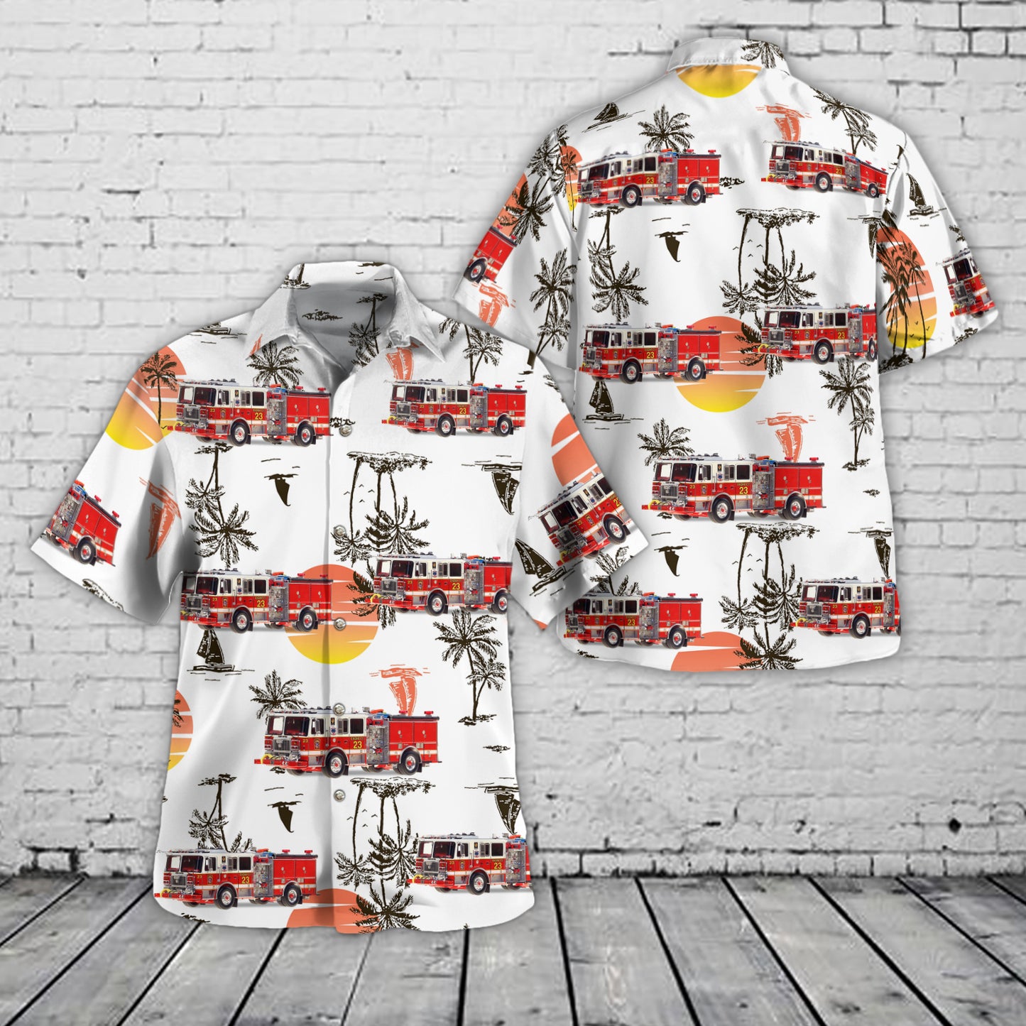D.C. Fire & EMS Seagrave Capitol Engine 23 - Foggy Bottom Hawaiian Shirt