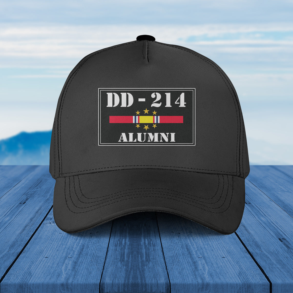 DD-214 Alumni Flag with National Service Ribbon Baseball Cap