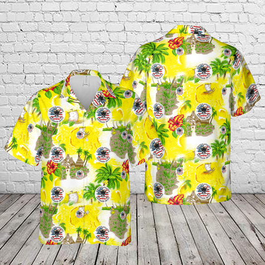 United States Retired MCPO Skull Crossbones Master Chief Petty Officer with Distressed American Flag Hawaiian Shirt