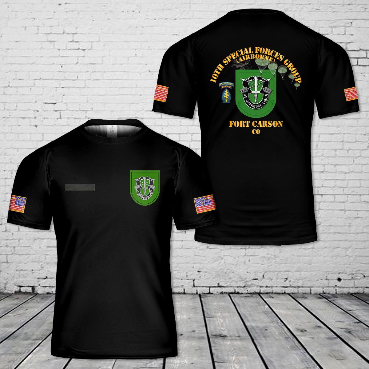 Custom Name US Army Special Forces 10th Special Forces Group (Airborne) (10th SFG (A)) T-Shirt 3D