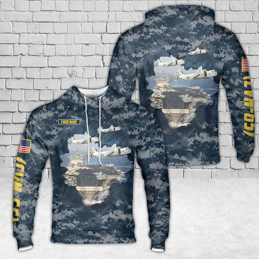 Custom Name US Navy USS Enterprise (CVN-65) And C-2A Greyhound Of VRC-50 Hoodie 3D