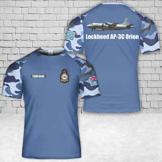 Custom Name Royal Australian Air Force No. 10 Squadron RAAF Lockheed AP-3C Orion T-Shirt 3D