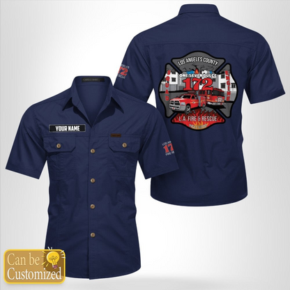 Custom Name Inglewood, California, Los Angeles County Fire Dept. Station 172 Cotton cargo shirt