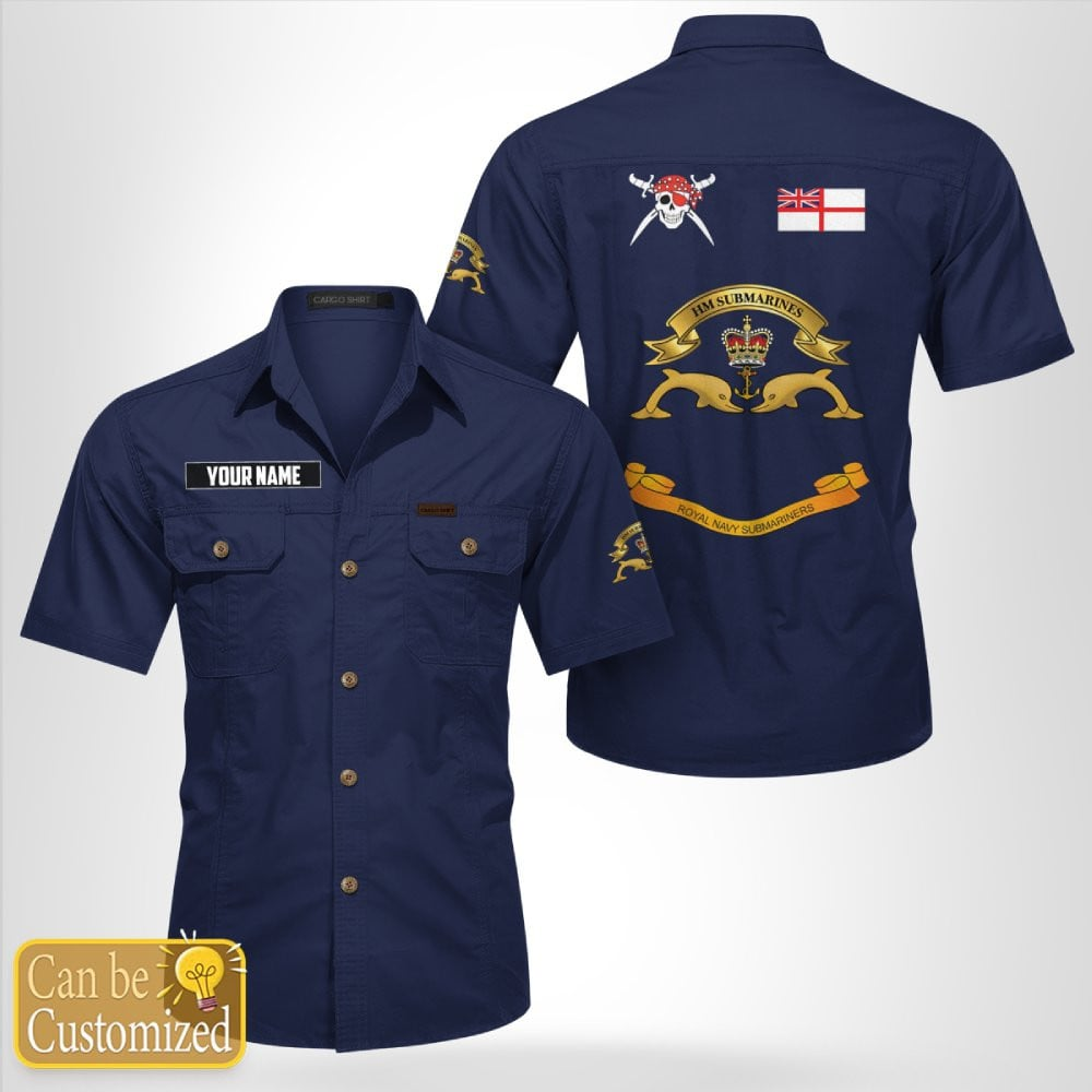 Custom Name Royal Navy Submarine Service Veteran Cotton cargo shirt