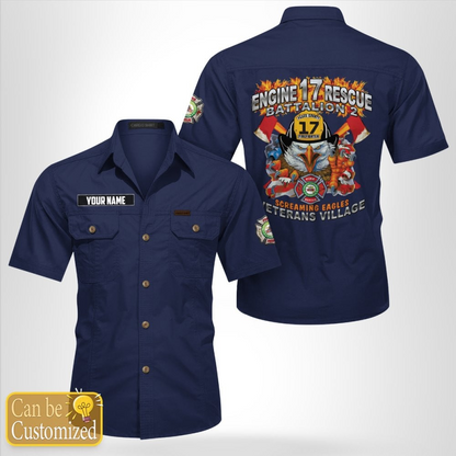 Custom Name New Port Richey, Florida, Pasco County Fire - Station 17 Cotton cargo shirt