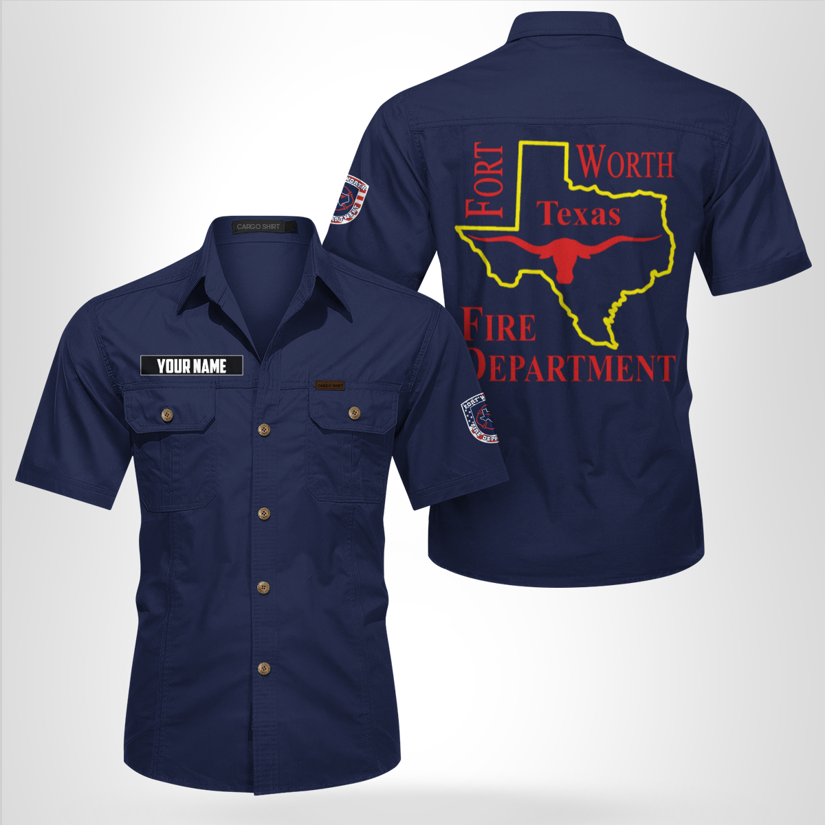 Custom Name Fort Worth, Texas, Fort Worth Fire Department Cotton cargo shirt