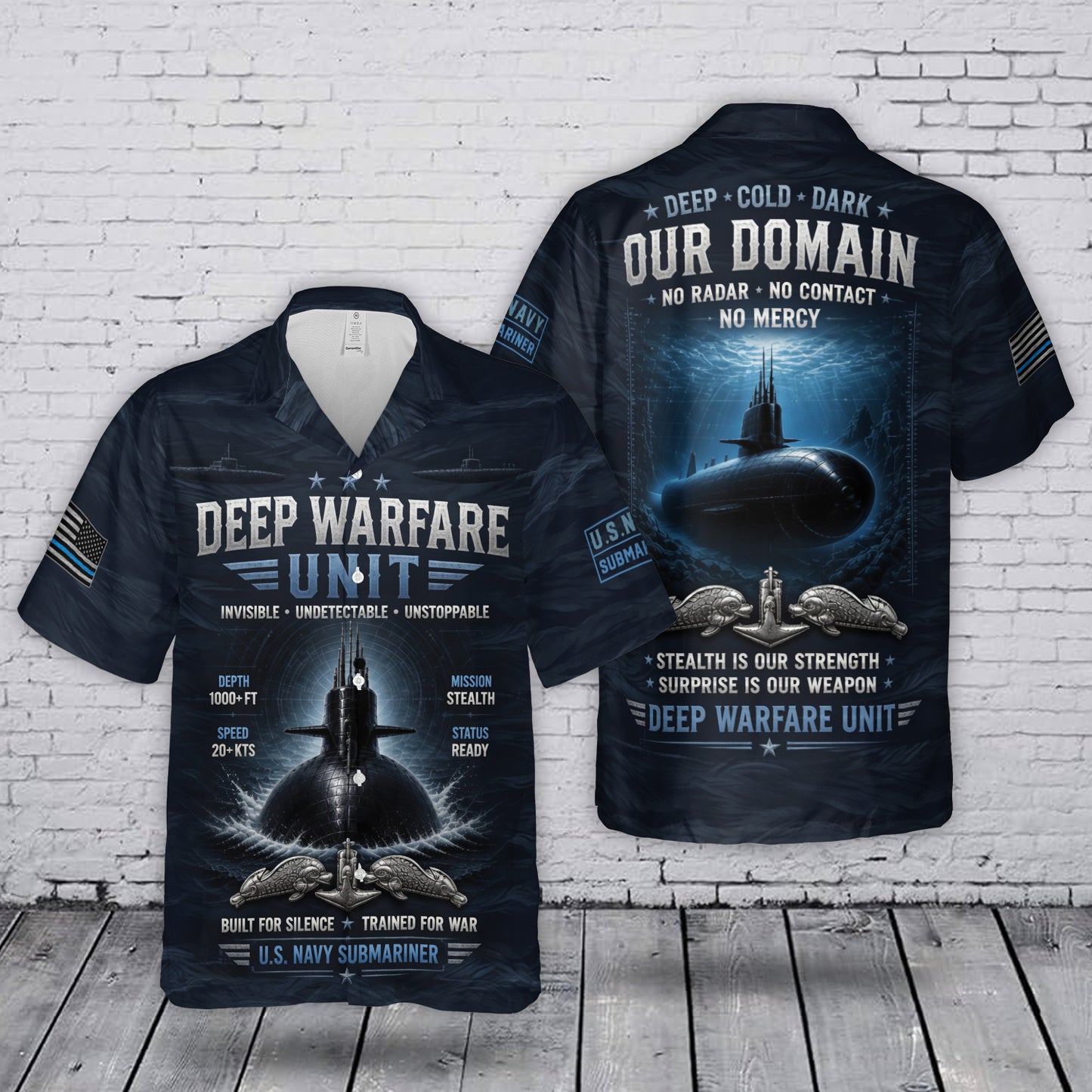 Deep Warfare Unit Submarine Invisible Undetectable Unstoppable US Navy Submariner Military Hawaiian Shirt