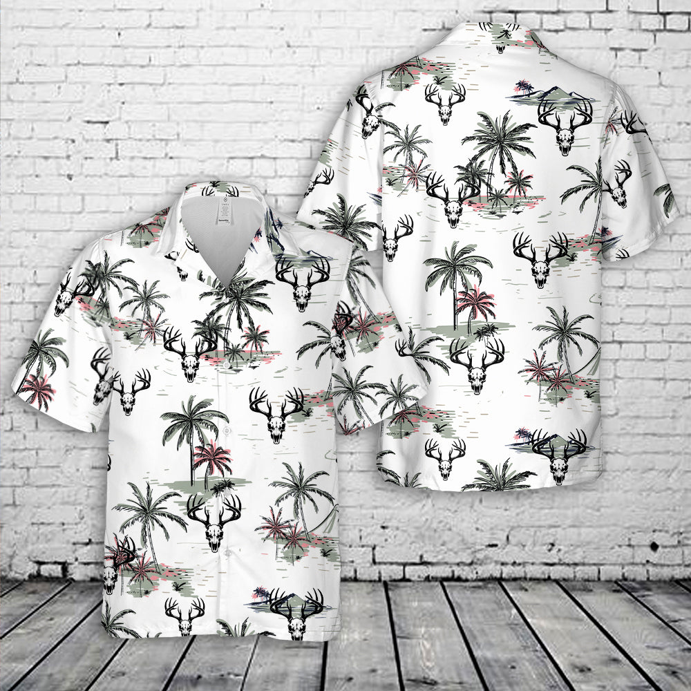 Deer Skull Silhouette Hawaiian Shirt