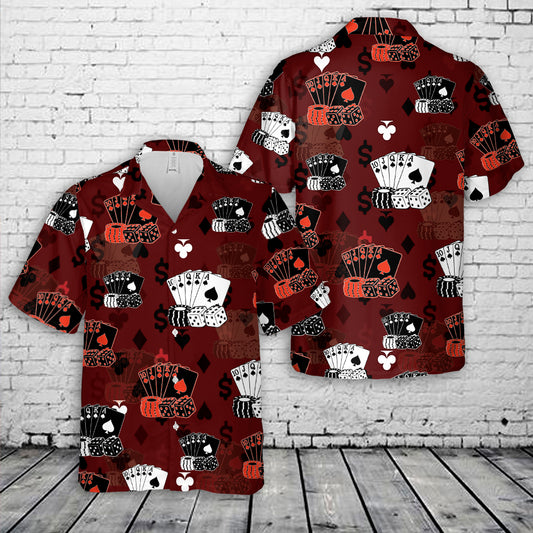 Dice Cards Poker Chips Casino Hawaiian Shirt