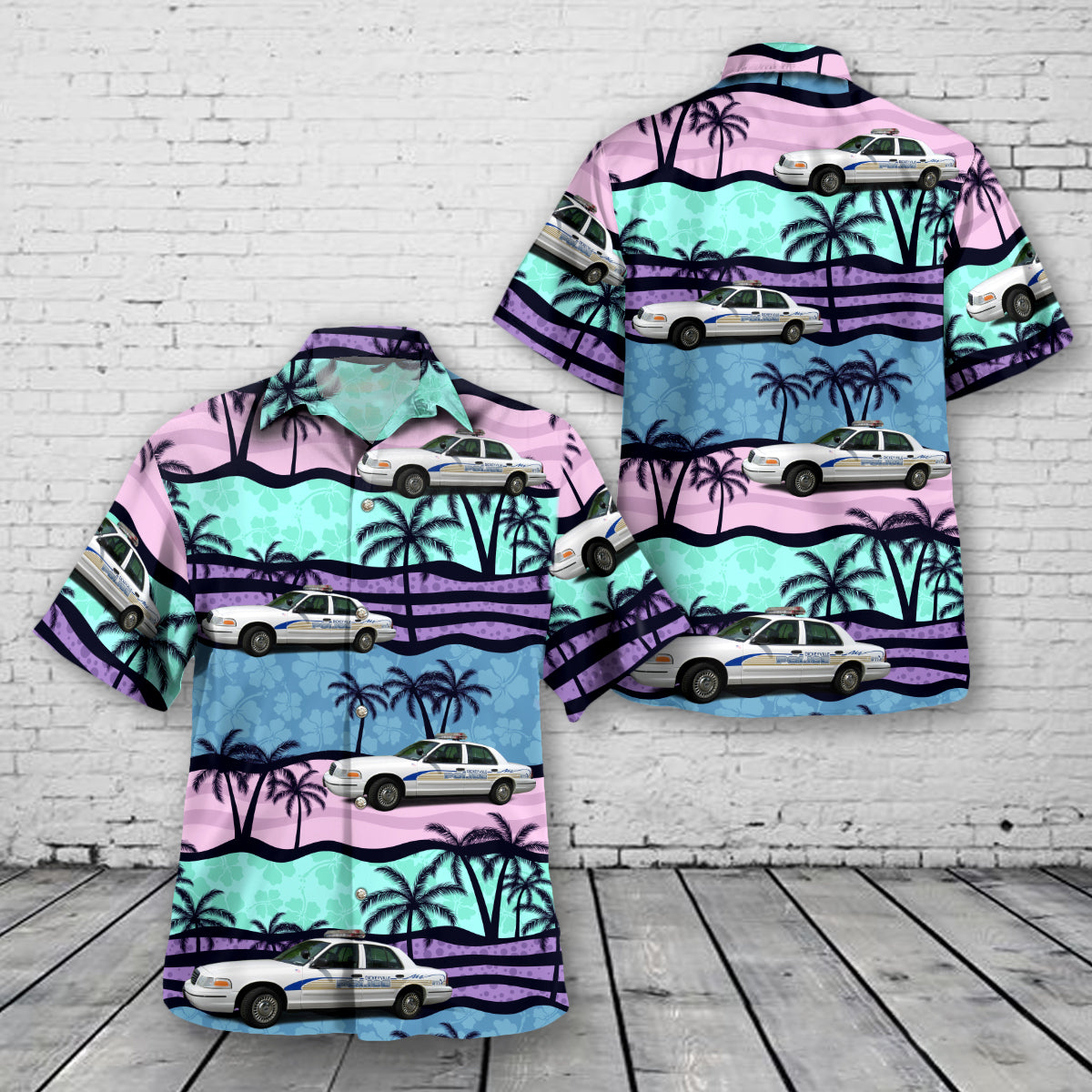 Dickeyville, Wisconsin, Village of Dickeyville, Wisconsin Police Department Ford Police Interceptor Hawaiian Shirt