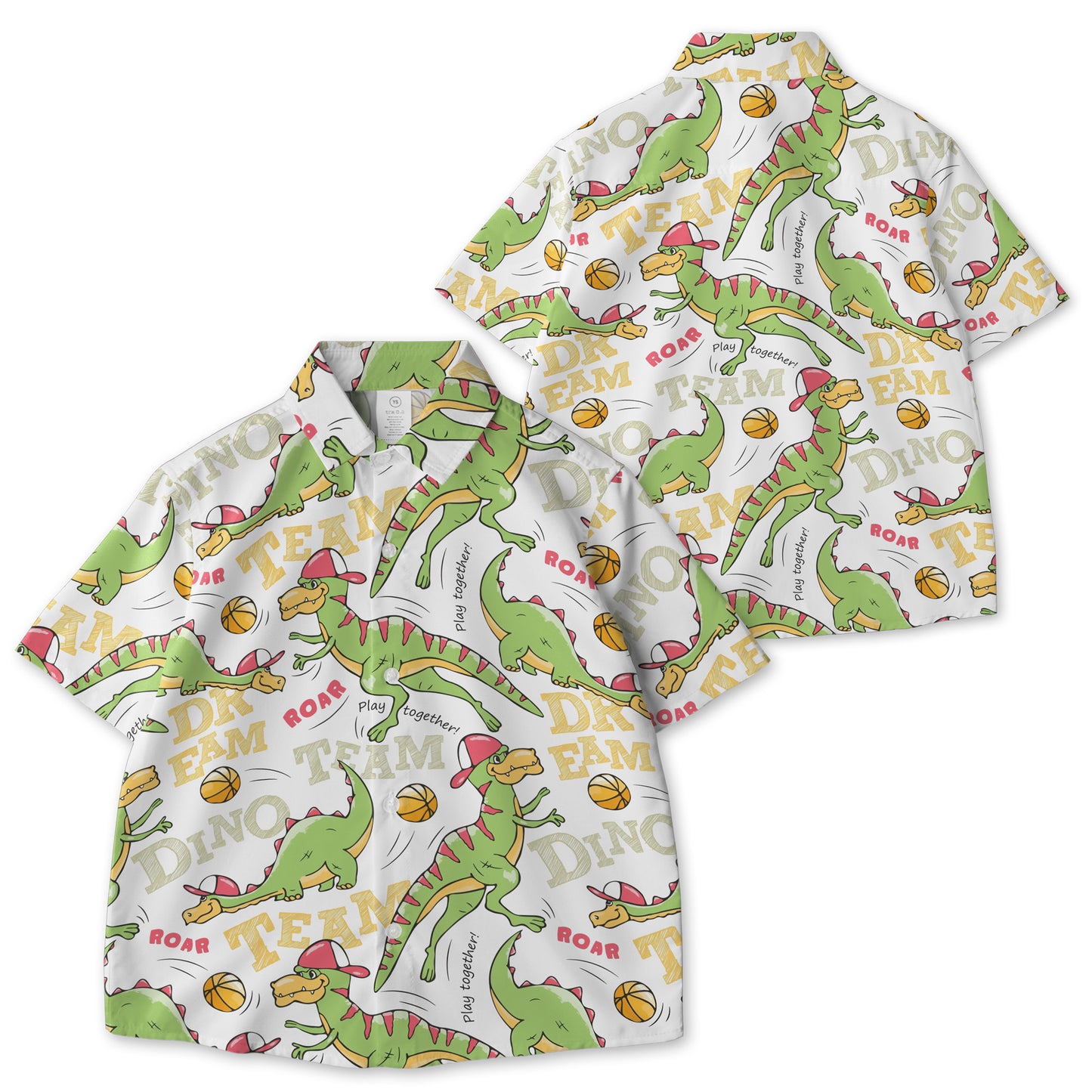 Dinosaur Basketball Player Cool Playing With The Ball AOP Youth Button Down Shirt
