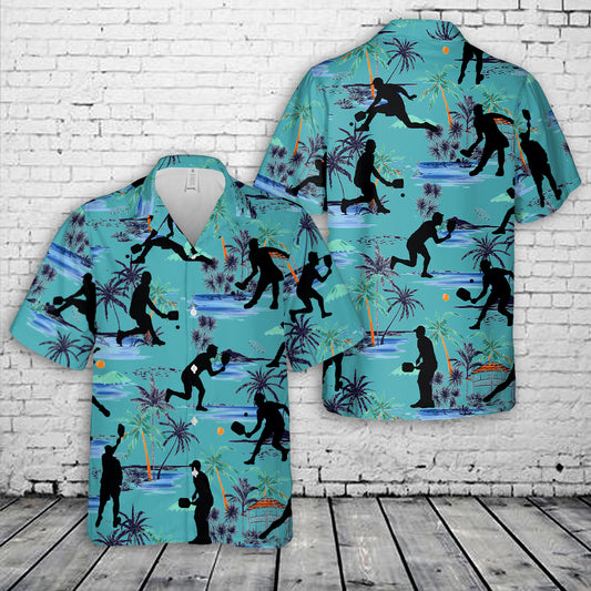 Pickleball Player Silhouette Hawaiian Shirt