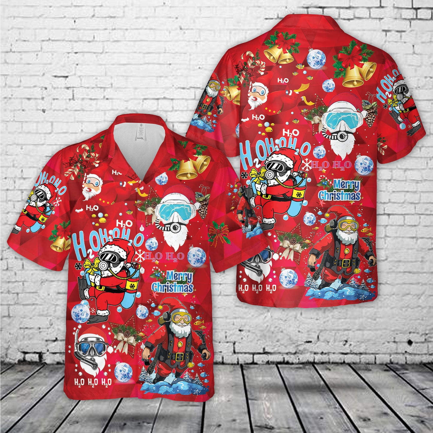 Diving Santa Claus Christmas Hawaiian Shirt