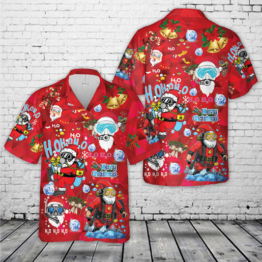 Diving Santa Claus Christmas Hawaiian Shirt