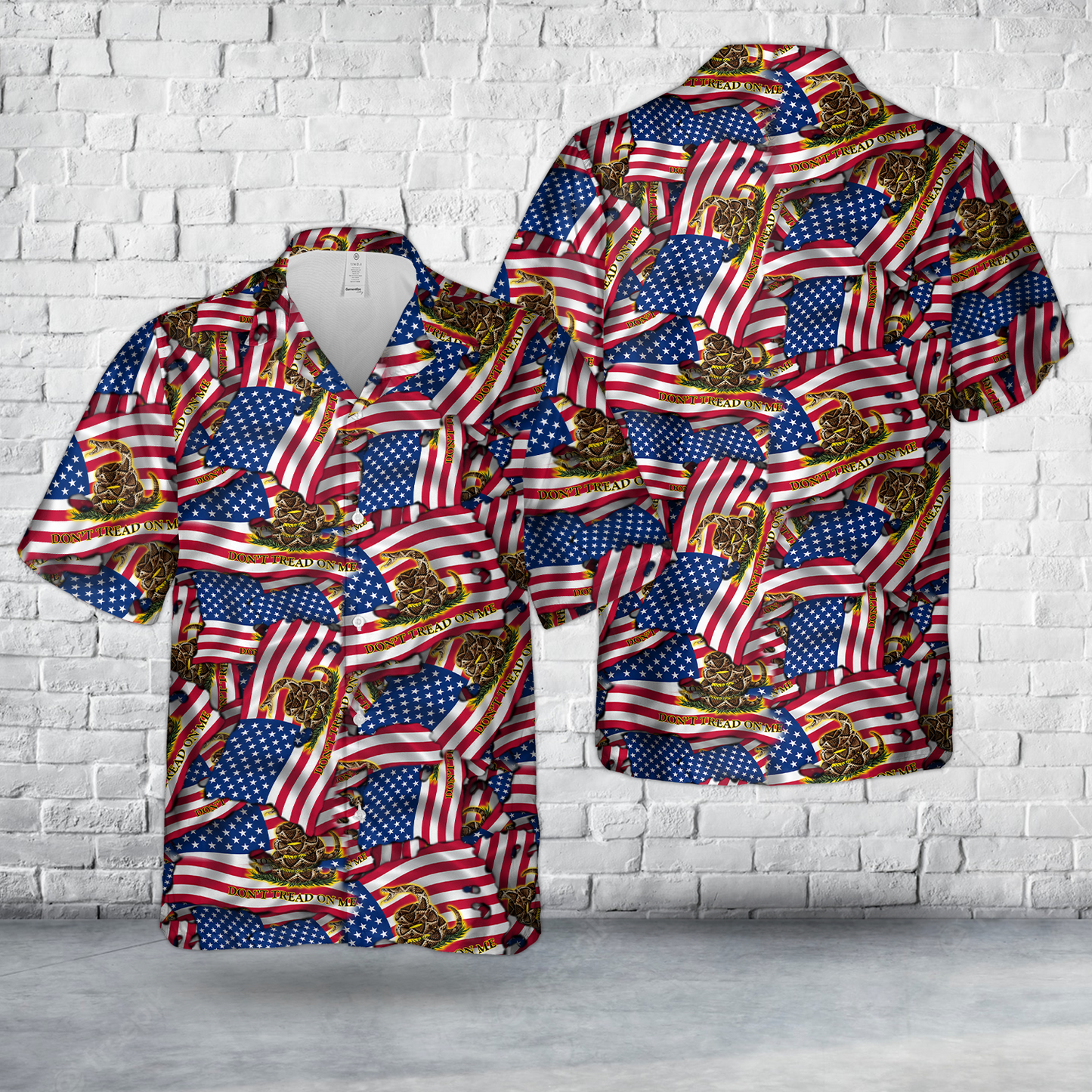 Dont Tread on Me Burnt US Flag Hawaiian Shirt