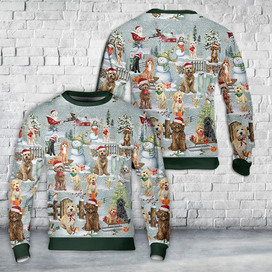 Doodle Dog Christmas AOP Ugly Christmas Sweater
