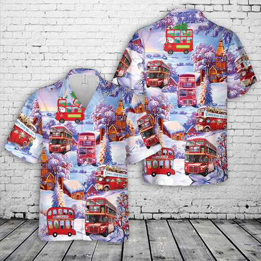 Double Decker Bus Christmas Hawaiian Shirt