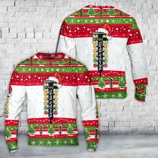 Drag Racing Christmas Tree AOP Sweater