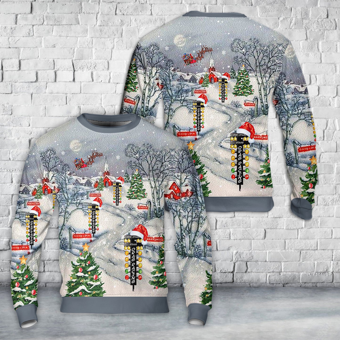 Drag Racing Christmas Tree AOP Sweater