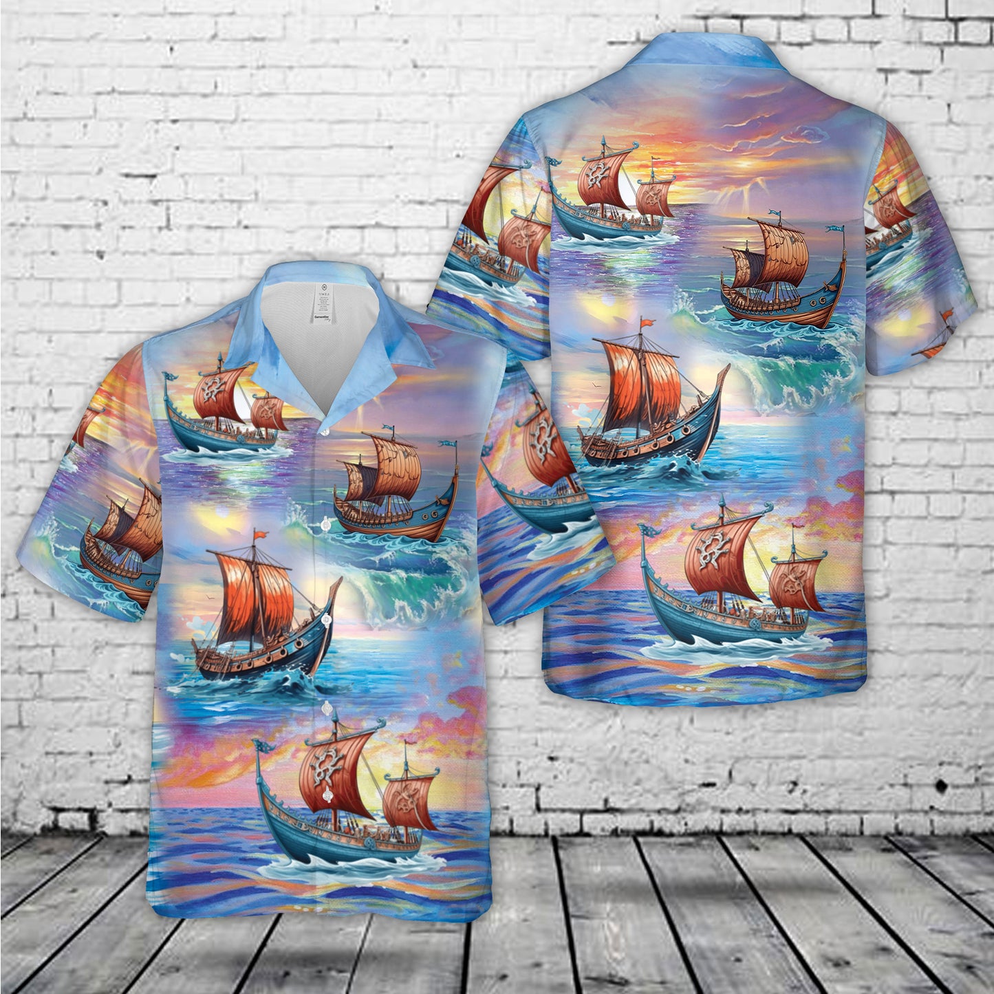 Drakkar Viking Rowing Ship Hawaiian Shirt