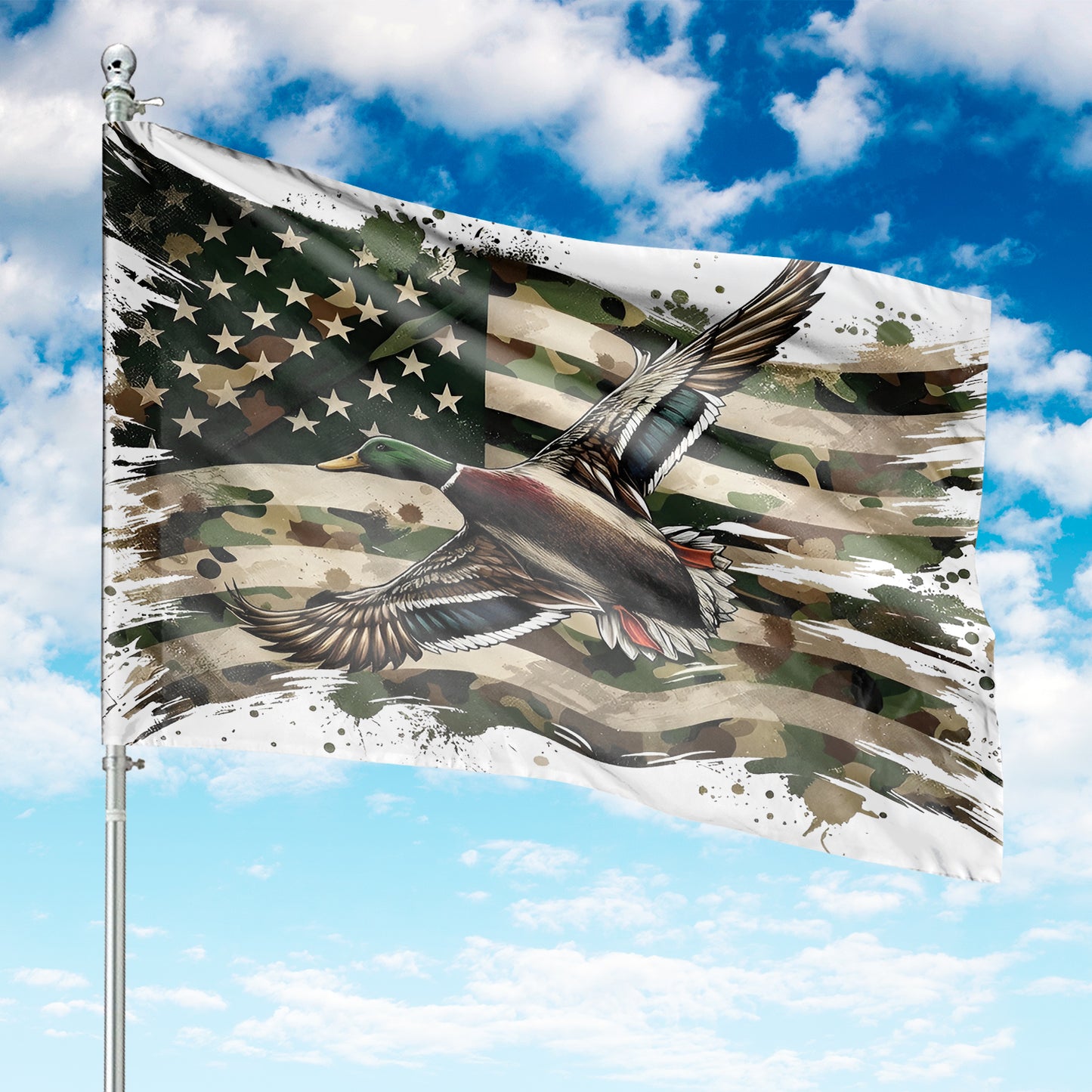 Duck Hunting American Camouflage Flag