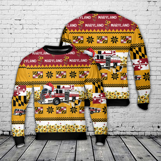 Earleigh Heights Volunteer Fire Company, Severna, Park Maryland Christmas AOP Sweater