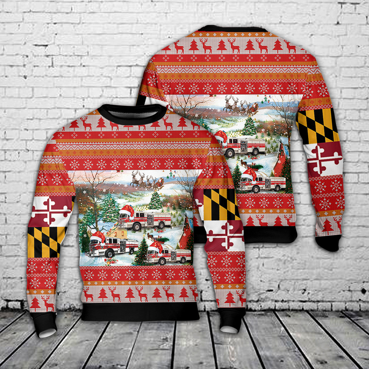 Earleigh Heights Volunteer Fire Company, Severna Park, Maryland Christmas AOP Sweater