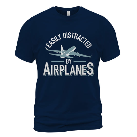 Easily Distracted by Airplanes Classic Unisex T-Shirt Gildan 5000 (Made In US)