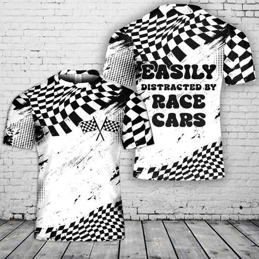 Easily Distracted by Race Cars 3D T-Shirt